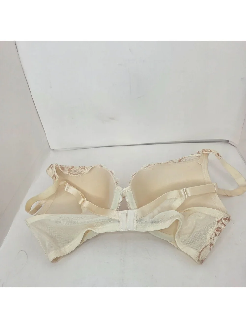 Ambrielle Plunge Push Up Bra Cream Ivory Beige Floral Lace Underwire Size 38D